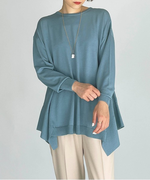 PICCIN(ピッチン)の「スクエアドレープニット(ニット/セーター・レディース・ブラック/ブルーグレー/モカ/レモンイエロー・M)」の3枚目の写真