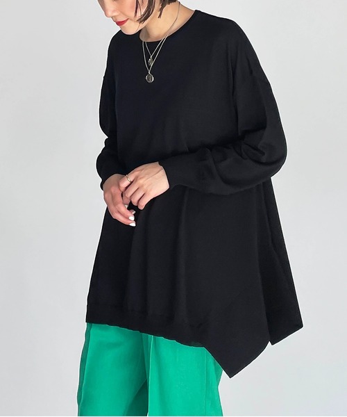 PICCIN(ピッチン)の「スクエアドレープニット(ニット/セーター・レディース・ブラック/ブルーグレー/モカ/レモンイエロー・M)」の2枚目の写真