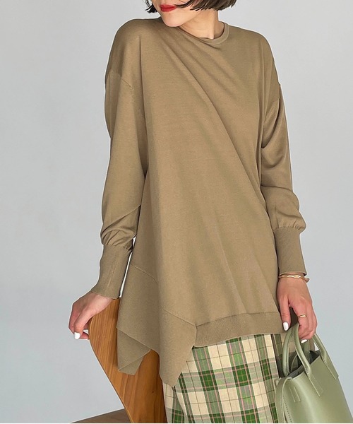 PICCIN(ピッチン)の「スクエアドレープニット(ニット/セーター・レディース・ブラック/ブルーグレー/モカ/レモンイエロー・M)」の4枚目の写真