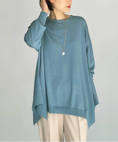 PICCIN(ピッチン)の「スクエアドレープニット(ニット/セーター・レディース・ブラック/ブルーグレー/モカ/レモンイエロー・M)」の19枚目の写真