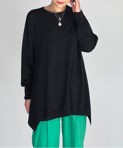 PICCIN(ピッチン)の「スクエアドレープニット(ニット/セーター・レディース・ブラック/ブルーグレー/モカ/レモンイエロー・M)」の14枚目の写真