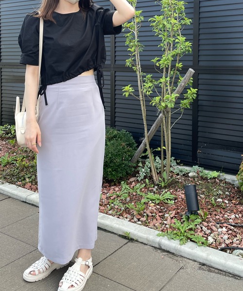 LE MORE（リモア）の「ナローバックスリットスカート（スカート・レディース・ブラック/ベージュ/パープル・FREE）」の9枚目の写真