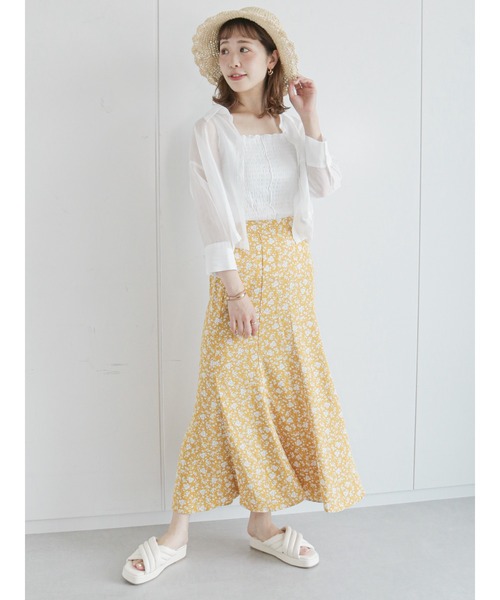 ehka sopo(エヘカソポ)の「花柄マーメイドスカート(スカート・レディース・ブラック/イエロー/グリーン・フリ-)」の5枚目の写真