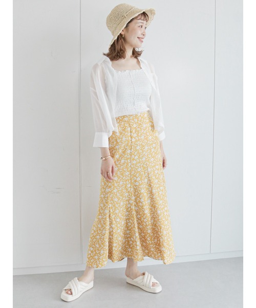 ehka sopo(エヘカソポ)の「花柄マーメイドスカート(スカート・レディース・ブラック/イエロー/グリーン・フリ-)」の7枚目の写真