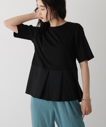 OPAQUE.CLIP（オペークドットクリップ）の「◆シルキースーピマ ドッキングペプラムカットソー【WEB限定カラー・サイズ】（Tシャツ/カットソー）」