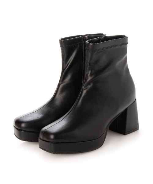 Realta（レアルタ）の「Realta(レアルタ)スクエアートゥストレッチアッパーショートブーツ（ブーツ・レディース・ブラック/ダークブラウン/ホワイト/ブラック系その他・S/M/L/LL）」の10枚目の写真