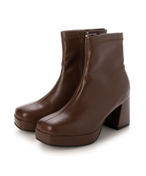 Realta（レアルタ）の「Realta(レアルタ)スクエアートゥストレッチアッパーショートブーツ（ブーツ・レディース・ブラック/ダークブラウン/ホワイト/ブラック系その他・S/M/L/LL）」の11枚目の写真