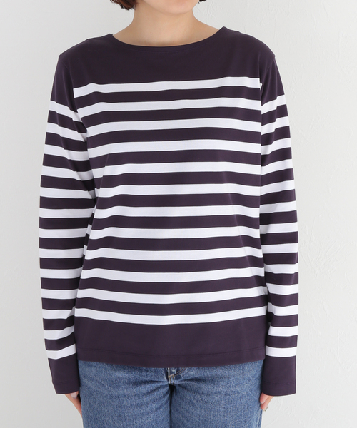 IENA（イエナ）の「SUVIN COTTON ボーダーコンパクトプルオーバー（Tシャツ/カットソー・レディース・ボルドー/ブラックミックス/ブラック系その他・FREE）」の22枚目の写真