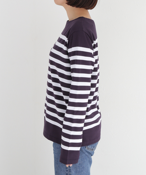 IENA（イエナ）の「SUVIN COTTON ボーダーコンパクトプルオーバー（Tシャツ/カットソー・レディース・ボルドー/ブラックミックス/ブラック系その他・FREE）」の18枚目の写真