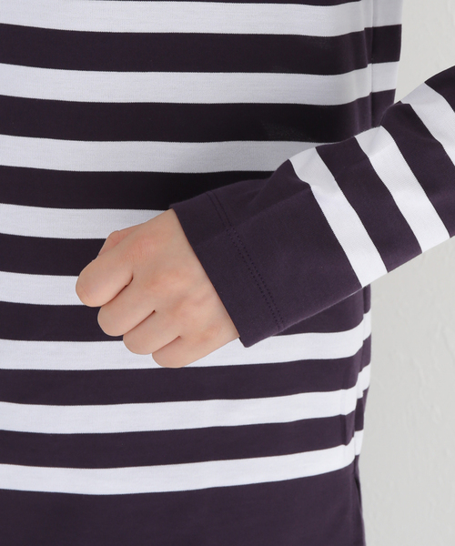 IENA（イエナ）の「SUVIN COTTON ボーダーコンパクトプルオーバー（Tシャツ/カットソー・レディース・ボルドー/ブラックミックス/ブラック系その他・FREE）」の14枚目の写真