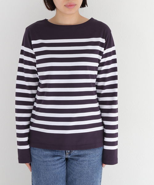 IENA（イエナ）の「SUVIN COTTON ボーダーコンパクトプルオーバー（Tシャツ/カットソー・レディース・ボルドー/ブラックミックス/ブラック系その他・FREE）」の19枚目の写真