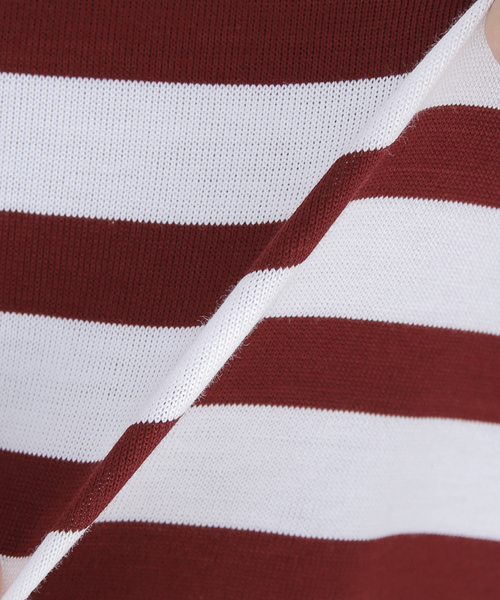 IENA（イエナ）の「SUVIN COTTON ボーダーコンパクトプルオーバー（Tシャツ/カットソー・レディース・ボルドー/ブラックミックス/ブラック系その他・FREE）」の15枚目の写真