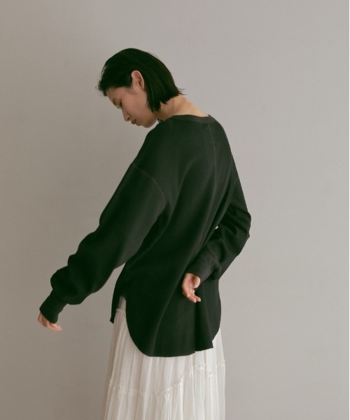 CASA FLINE（カーサフライン）の「フロントスナップサーマルトップス（Tシャツ/カットソー・レディース・ホワイト/ブラック/グレー・FREE）」の5枚目の写真