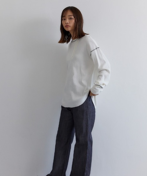 CASA FLINE（カーサフライン）の「フロントスナップサーマルトップス（Tシャツ/カットソー・レディース・ホワイト/ブラック/グレー・FREE）」の8枚目の写真