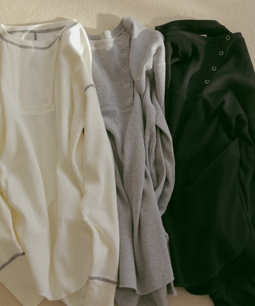 CASA FLINE（カーサフライン）の「フロントスナップサーマルトップス（Tシャツ/カットソー・レディース・ホワイト/ブラック/グレー・FREE）」の12枚目の写真