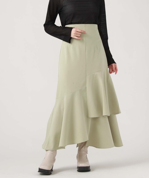 archives(アルシーヴ)の「アシメラッフルティアードスカート(スカート・レディース・モカ/アイボリー/ブラック/ブルー/ベージュ/ミント/ブラウン・MEDIUM/SMALL)」の6枚目の写真