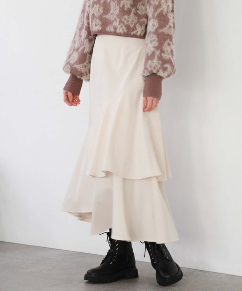 archives(アルシーヴ)の「アシメラッフルティアードスカート(スカート・レディース・モカ/アイボリー/ブラック/ブルー/ベージュ/ミント/ブラウン・MEDIUM/SMALL)」の10枚目の写真