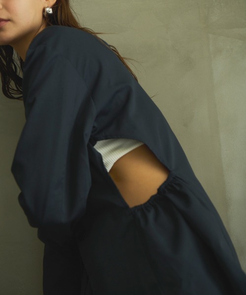 HANNE（アン）の「【セットアップ対応】サイドオープンジャケット（ノーカラージャケット・レディース・ネイビー・フリー）」の5枚目の写真