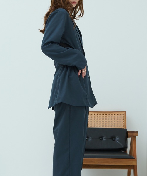 HANNE（アン）の「【セットアップ対応】サイドオープンジャケット（ノーカラージャケット・レディース・ネイビー・フリー）」の7枚目の写真