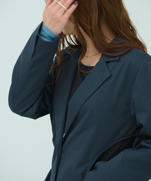 HANNE（アン）の「【セットアップ対応】サイドオープンジャケット（ノーカラージャケット・レディース・ネイビー・フリー）」の2枚目の写真