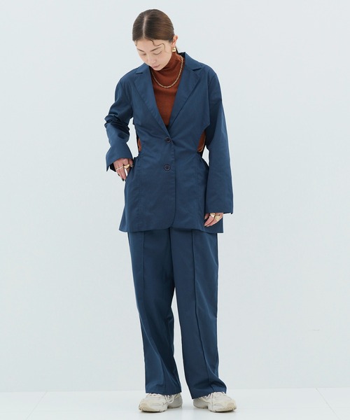 HANNE（アン）の「【セットアップ対応】サイドオープンジャケット（ノーカラージャケット・レディース・ネイビー・フリー）」の12枚目の写真