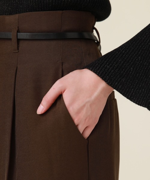 archives（アルシーヴ）の「ベルト付きワイドパンツ（スラックス・レディース・ダークブラウン/ブラック/アイボリー・MEDIUM）」の10枚目の写真