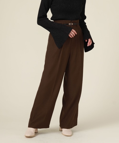 archives（アルシーヴ）の「ベルト付きワイドパンツ（スラックス・レディース・ダークブラウン/ブラック/アイボリー・MEDIUM）」の14枚目の写真