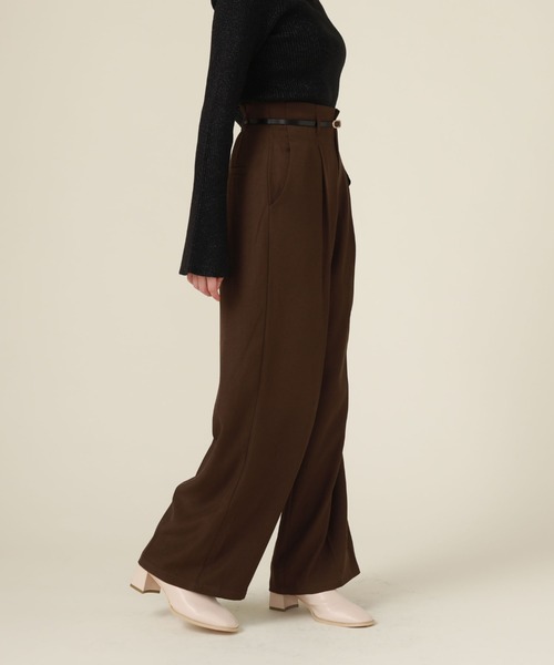archives（アルシーヴ）の「ベルト付きワイドパンツ（スラックス・レディース・ダークブラウン/ブラック/アイボリー・MEDIUM）」の4枚目の写真