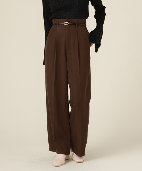 archives（アルシーヴ）の「ベルト付きワイドパンツ（スラックス・レディース・ダークブラウン/ブラック/アイボリー・MEDIUM）」の8枚目の写真