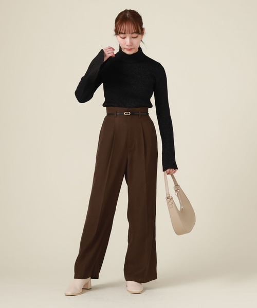 archives（アルシーヴ）の「ベルト付きワイドパンツ（スラックス・レディース・ダークブラウン/ブラック/アイボリー・MEDIUM）」の12枚目の写真