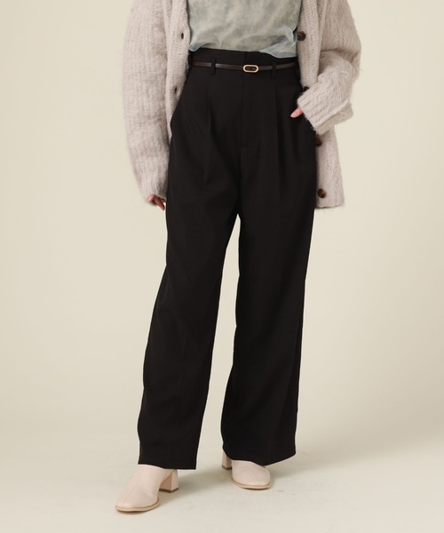archives（アルシーヴ）の「ベルト付きワイドパンツ（スラックス・レディース・ダークブラウン/ブラック/アイボリー・MEDIUM）」の18枚目の写真