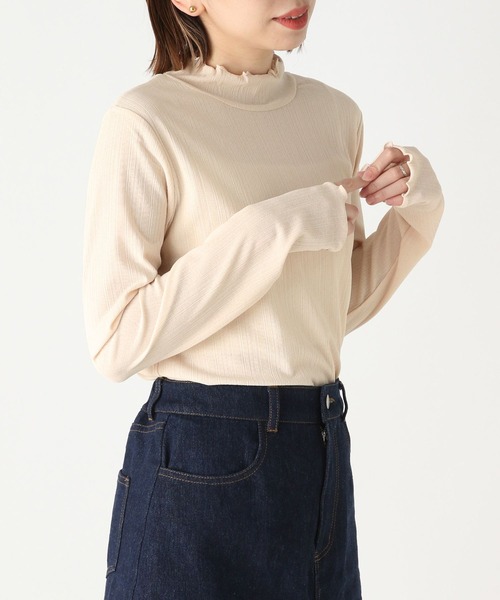 Heather(ヘザー)の「シアーテレコハイネックカットソー 171523(Tシャツ/カットソー・レディース・ベージュ/オフホワイト/ブラック・FREE)」の4枚目の写真