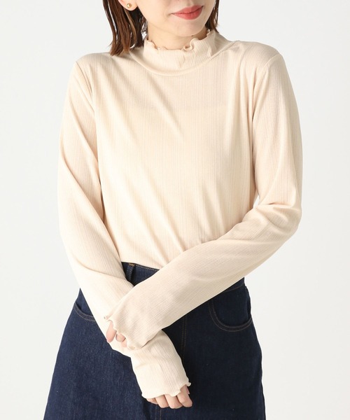 Heather(ヘザー)の「シアーテレコハイネックカットソー 171523(Tシャツ/カットソー・レディース・ベージュ/オフホワイト/ブラック・FREE)」の5枚目の写真