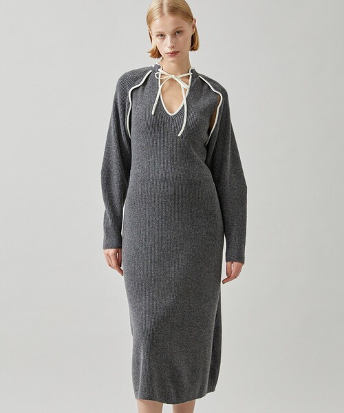 TAN(タン)の「【TAN(タン)】ドッグレッグワンピース(ワンピース・レディース・グレー/アイボリー/ブラック・FREE)」の3枚目の写真