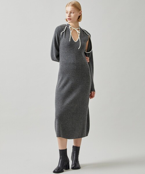 TAN(タン)の「【TAN(タン)】ドッグレッグワンピース(ワンピース・レディース・グレー/アイボリー/ブラック・FREE)」の14枚目の写真