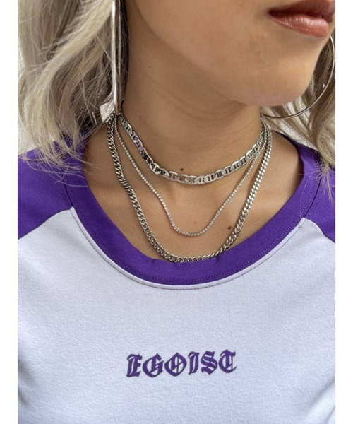 EGOIST（エゴイスト）の「ラインストーン3連ネックレス（ネックレス・レディース・ゴールド/シルバー・FREE）」の2枚目の写真