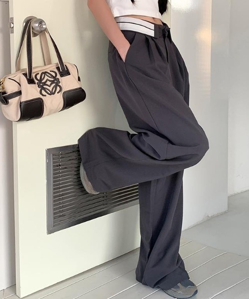 Vipoa（ヴィポア）の「フリップウエストワイドスラックスパンツ（スラックス・レディース・ブラック/グレー・MEDIUM/LARGE）」の20枚目の写真