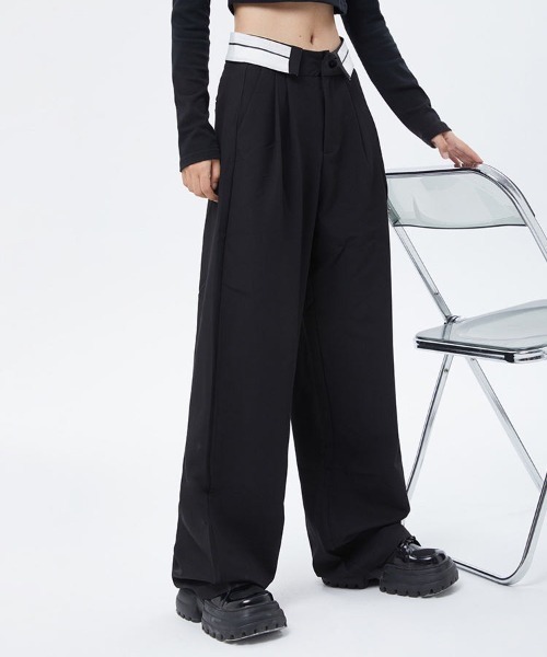 Vipoa（ヴィポア）の「フリップウエストワイドスラックスパンツ（スラックス・レディース・ブラック/グレー・MEDIUM/LARGE）」の22枚目の写真