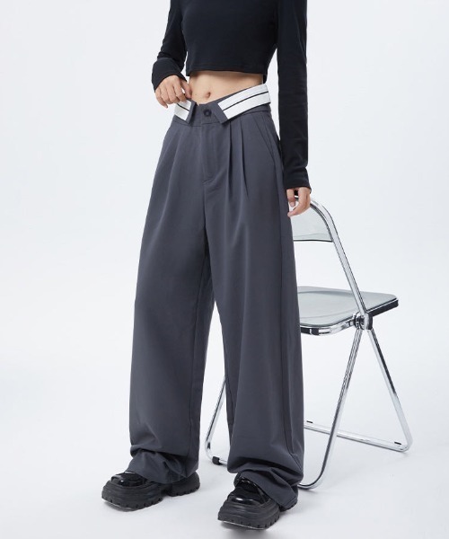 Vipoa（ヴィポア）の「フリップウエストワイドスラックスパンツ（スラックス・レディース・ブラック/グレー・MEDIUM/LARGE）」の17枚目の写真