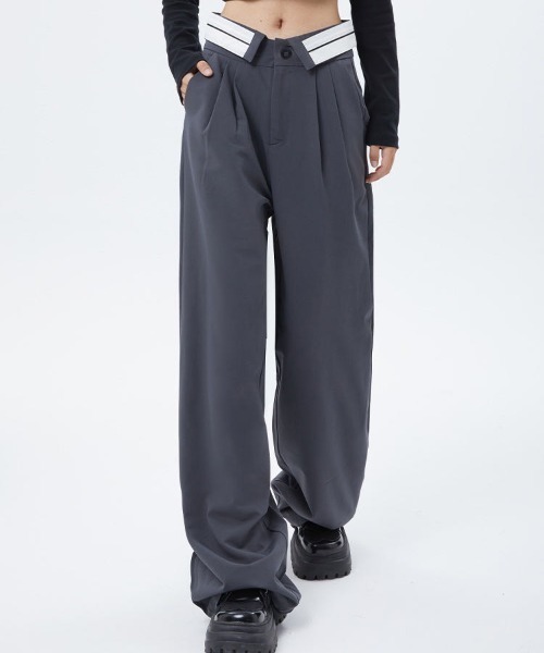 Vipoa（ヴィポア）の「フリップウエストワイドスラックスパンツ（スラックス・レディース・ブラック/グレー・MEDIUM/LARGE）」の18枚目の写真