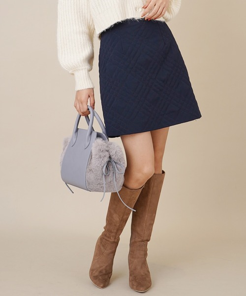 31 Sons de mode（トランテアン　ソン　ドゥ　モード）の「キルティングミニスカート（スカート・レディース・ネイビー/ピンク/グレー系その他・36/38）」の3枚目の写真