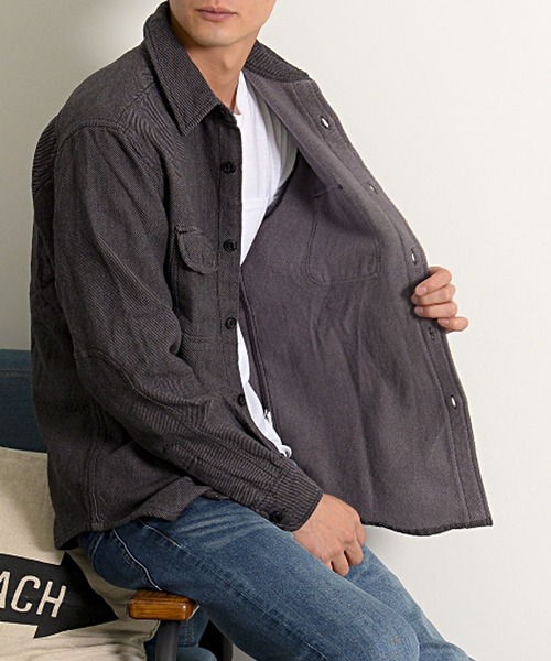 SILVER BULLET(シルバーバレット)の「『ALCARZA/アルカーザ』長袖ヘヴィネルシャツ(シャツ/ブラウス・メンズ・グレー/サックスブルー/ブラック/ネイビー/ピンク/アイボリー/カーキ・L/XL/M)」の10枚目の写真