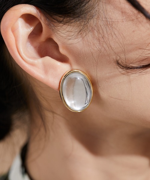 ear PAPILLONNER(イアパピヨネ)の「《WEB限定》ヴィンテージクリアカボションイヤリング(イヤリング・レディース・ボルドー/クリア・FREE)」の10枚目の写真