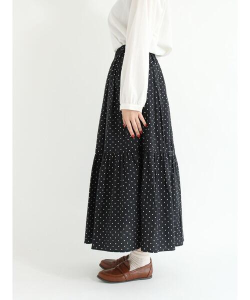 Samansa Mos2（サマンサ モスモス）の「柄アソート裾ティアードスカート（スカート・レディース・グリーン/レッド/オフホワイト/ブラック・ﾌﾘ-）」の21枚目の写真