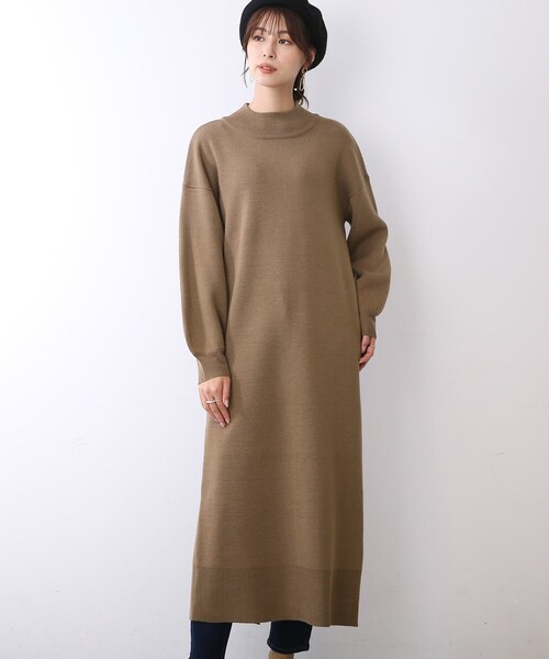 DRESKIP（ドレスキップ）の「◆【今年もモックネックで上品に】ロングニットワンピース（ワンピース・レディース・ベージュ/ライトブルー/ブラウン系/グレー系その他・02/03/04）」の18枚目の写真