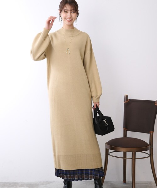 DRESKIP（ドレスキップ）の「◆【今年もモックネックで上品に】ロングニットワンピース（ワンピース・レディース・ベージュ/ライトブルー/ブラウン系/グレー系その他・02/03/04）」の19枚目の写真