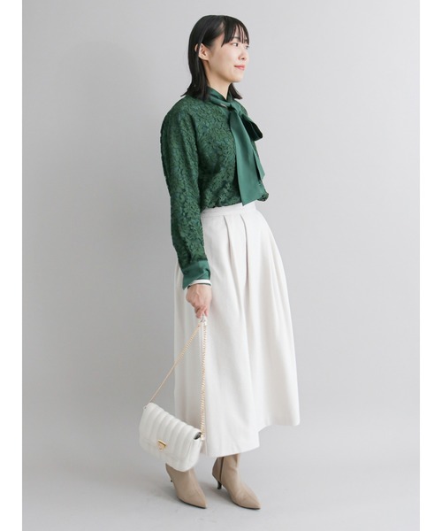 Te chichi CLASSIC(テチチクラシック)の「スカラップレースボウタイブラウス(シャツ/ブラウス・レディース・ブラック/オフホワイト/グリーン・フリ-)」の14枚目の写真