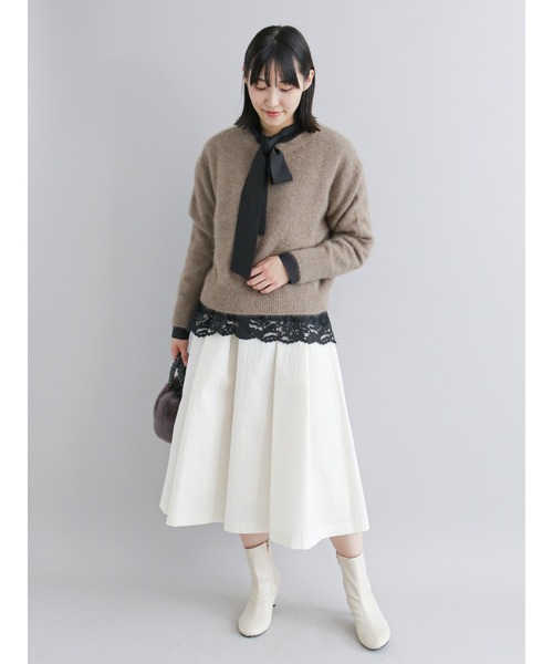 Te chichi CLASSIC(テチチクラシック)の「スカラップレースボウタイブラウス(シャツ/ブラウス・レディース・ブラック/オフホワイト/グリーン・フリ-)」の6枚目の写真