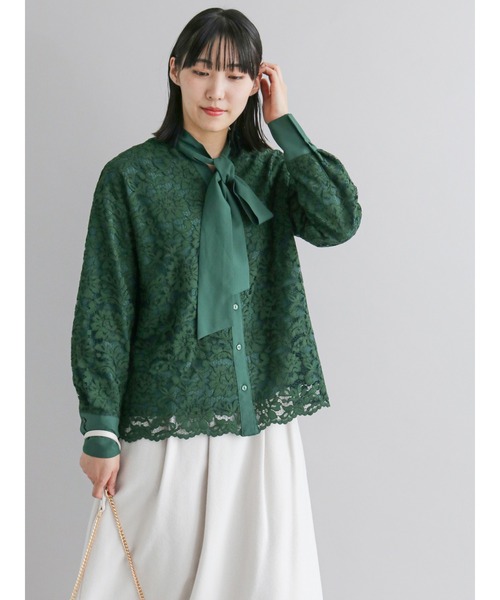 Te chichi CLASSIC(テチチクラシック)の「スカラップレースボウタイブラウス(シャツ/ブラウス・レディース・ブラック/オフホワイト/グリーン・フリ-)」の8枚目の写真