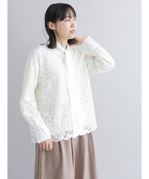 Te chichi CLASSIC(テチチクラシック)の「スカラップレースボウタイブラウス(シャツ/ブラウス・レディース・ブラック/オフホワイト/グリーン・フリ-)」の9枚目の写真